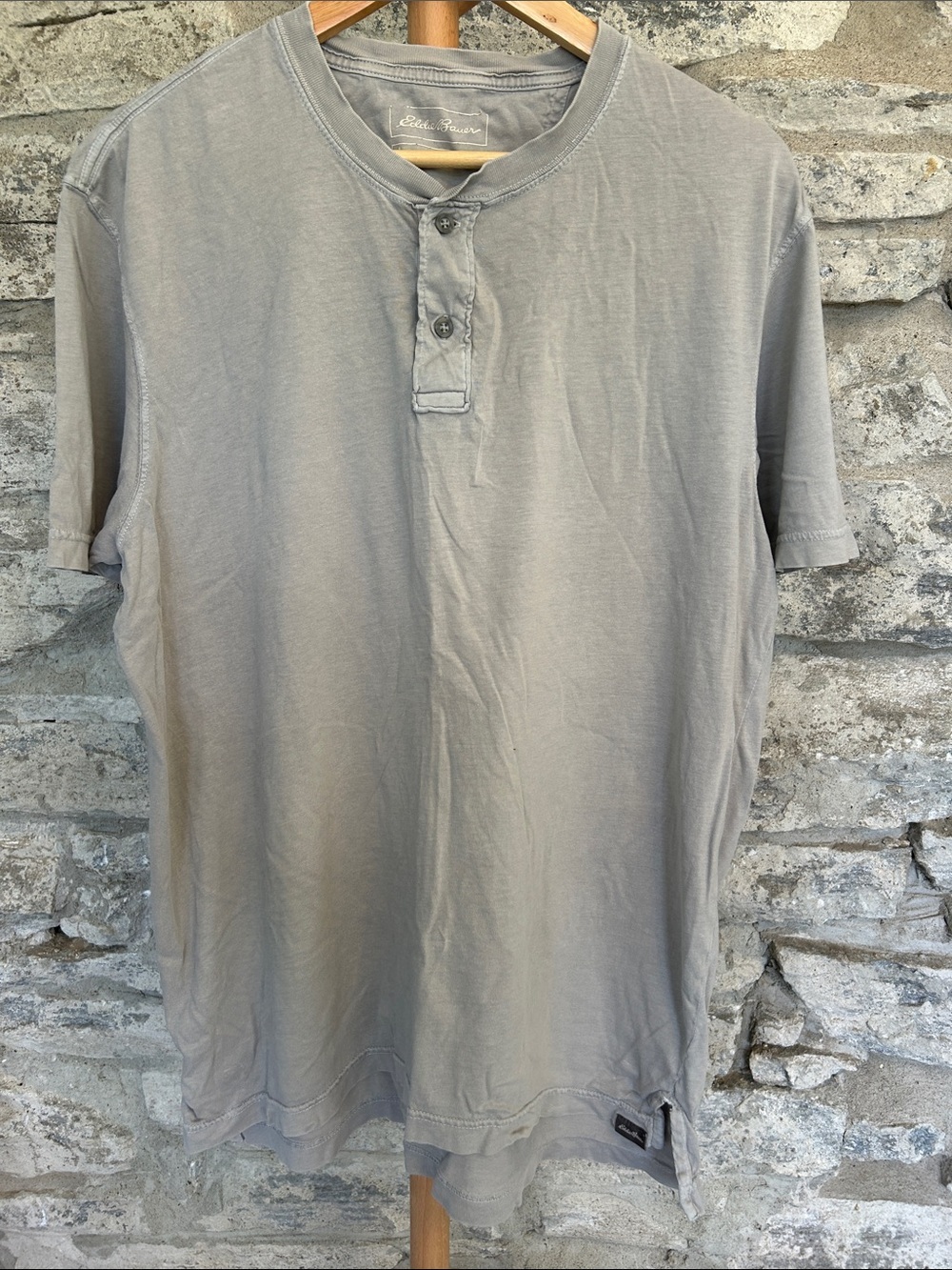 Eddie Bauer Men’s Henley Shirt — Light Gray